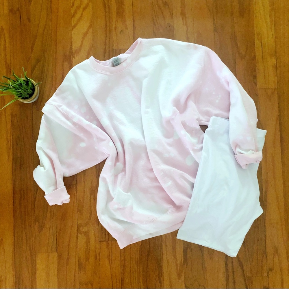 NEW Pink Tie dyed sweatshirt biker shorts set S-3X - Picture 1 of 2